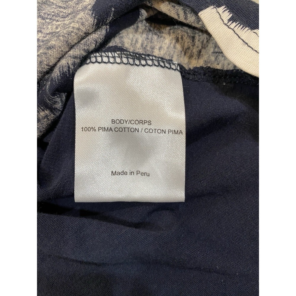 Tory Burch Women's S Navy Blue Cream Ikat Medallion Logo Pima Cotton T-Shirt Top - Picture 7 of 7
